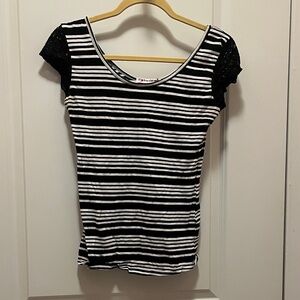 Made for me to look amazing Black and White Striped Tee